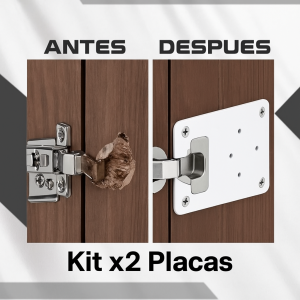 Kit 2 Placas de reparación de bisagras - Mesada - Muebles - Puertas [Incluyen Tornillos]
