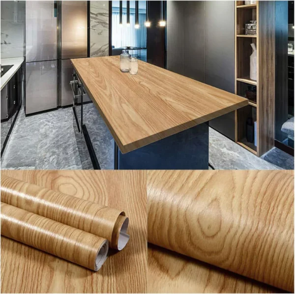 Rollo Vinilo Adhesivo Simil Madera Impermeable 4mts (color Madera Clara) - Imagen 2